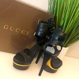 Gucci Shoes | Gucci Platform Sandle | Color: Black/Gold | Size: 8.5