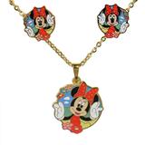 Disney Accessories | Just In! Minnie Mouse Necklace And Earring Set | Color: Black/Red | Size: Osbb