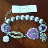 Jessica Simpson Jewelry | Jessica Simpson Blinged Out Stretch Bracelet! | Color: Purple/Silver | Size: Os