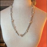 American Eagle Outfitters Jewelry | American Eagle Double Strand Pearl Silver Necklace | Color: Silver/White | Size: Shown In Picture And In Description