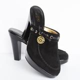 Coach Shoes | Coach Black & Gold Suede Mules Jodey Sz 8.5 B | Color: Black/Gold | Size: 8.5 B