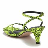 Free People Shoes | Free People Salina Strappy Lime Snake Heels | Color: Green | Size: 9
