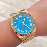 Michael Kors Accessories | Mk Michael Kors Channing Blue Dial Gold Watch | Color: Blue/Gold | Size: Os