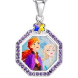 Disney Jewelry | Disneys Crystal Frozen Elsa And Anna Necklace | Color: Silver | Size: Os