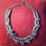 J. Crew Jewelry | J.Crew Silver Crystal Statement Necklace | Color: Cream/Silver/Tan | Size: 24”
