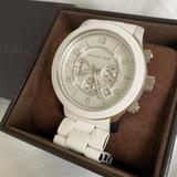 Michael Kors Accessories | Michael Kors Runway White Chrono Unisex Watch | Color: Silver/White | Size: Os