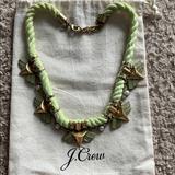 J. Crew Jewelry | J. Crew Necklace Green Rope Bronze Pearl Preppy | Color: Green | Size: Os