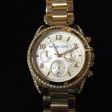 Michael Kors Accessories | Women's Michael Kors Chronograph Crystal Watch | Color: Gold | Size: Fits Size 6 34 Wrist.