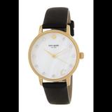 Kate Spade Accessories | Kate Spade Metro Gold-Tone Black Leather Watch | Color: Black | Size: Os