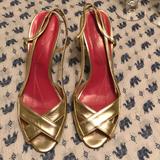 Kate Spade Shoes | Kate Spade Metallic Gold Stiletto Slingb | Color: Gold | Size: 9