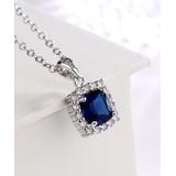 Amy and Annette Women's Necklaces Silver - Lab-Created Sapphire & Sterling Silver Halo Pendant Necklace