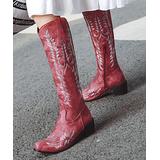 BUTITI Women's Western Boots RED - Red Cowboy Boots - Women