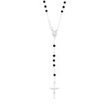 Designs by Helen Andrews Women's Sterling Silver 4mm Onyx Bead Rosary 24-Inch Necklace