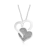 Designs By Helen Andrews 18-Inch Sterling Silver Double Glitter Heart Pendant Necklace