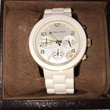 Michael Kors Accessories | Michael Kors White Runway Watch | Color: White | Size: 5.1 X 5.1 X 5.1 Inches, 4.3oz