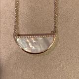 Anthropologie Jewelry | Mother Of Pearl Half Moon Necklace | Color: Gold/White | Size: Os