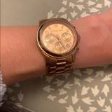 Michael Kors Accessories | Michael Kors Women's Runway Rose Gold Watch Mk5128 | Color: Gold/Red/Tan | Size: Os