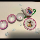 Disney Other | Disney Itty Bitty Mock Tea Set Stamps On Bottom | Color: Pink/White | Size: 5 Pieces
