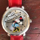 Disney Accessories | Collectors Edition 1980 Vintage Minnie Mouse Watch | Color: Red/Silver | Size: Os