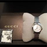 Gucci Accessories | Gucci Pearl Dial Diamond Steel Watch | Color: Silver | Size: Os