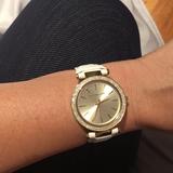 Michael Kors Accessories | Mk White Band Gold Watch | Color: Gold/White | Size: Os