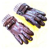 Coach Accessories | Coach Gloves - Brown Leather W Wool Inner | Color: Brown/Gray | Size: Os