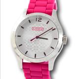 Coach Accessories | Coach Women's Maddy Watch Silver With Pink Band | Color: Pink/Silver | Size: Os