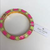 Kate Spade Jewelry | Kate Spade Bright Pink & Yellow Hinged Bangle,Nwt | Color: Gold/Pink | Size: Os