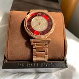 Michael Kors Accessories | Michael Kors Red Crystal-Set Gold-Plated Watch | Color: Gold/Red | Size: Customized