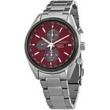 Chronograph Quartz Red Dial Watch - Metallic - Seiko Watches