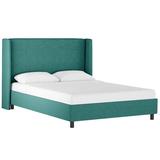 Joss & Main Tilly Upholstered Low Profile Platform Bed Metal/Polyester in Green/White/Brown, Size 47.0 H x 59.0 W in | Wayfair