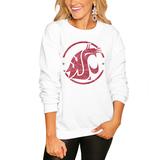 Women's White Washington State Cougars End Zone Pullover Sweatshirt