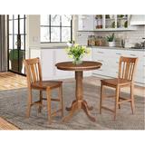 August Grove® Pucci 3 - Piece Counter Height Rubberwood Solid Wood Dining Set Wood in Brown, Size 35.1 H in | Wayfair