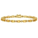 "Stella Grace 18k Gold Over Silver Citrine & Diamond Accent Tennis Bracelet, Women's, Size: 7.25"", Yellow"
