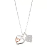 "Brilliance Crystal ""Friends Forever"" Double Heart Charm Necklace, Women's, Size: 18"", White"