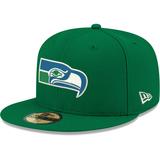 Men's New Era Kelly Green Seattle Seahawks Omaha Throwback 59FIFTY Fitted Hat