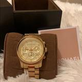 Michael Kors Accessories | Michael Kors Womens Runway Chronograph Gold Watch | Color: Gold | Size: 20 Mm