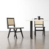 AllModern Atticus Solid Wood Side Chair Wood/Wicker/Rattan in Black, Size 33.5 H x 18.1 W x 23.2 D in | Wayfair B5B9A76F7E464D39A3A1425913571A82