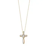 "14k Gold Over Silver 1/4 Carat T.W. Diamond Cross Pendant Necklace, Women's, Size: 18"", Yellow"