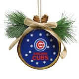 "FOCO Chicago Cubs Glitter Wood Stump Ornament"