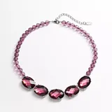 "1928 Silver Tone Simulated Crystal and Bead Necklace, Women's, Size: 16"", Purple"