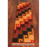 World Menagerie Izabelle Geometric Hand-Loomed Cotton Area Rug Cotton in Brown/Red, Size 24.0 W x 0.1 D in | Wayfair 215504