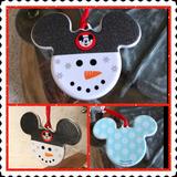 Disney Holiday | Disney Parks Flat Mickey Icon Shaped Snowman Christmas Ornament | Color: Black/White | Size: Os