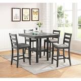 Three Posts™ Dundee 5 - Piece Counter Height Dining Set Wood/Upholstered Chairs in Brown/Gray, Size 36.0 H in | Wayfair