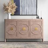 Mercury Row® Chavis 3 Door Accent Cabinet Wood in Brown/Gray, Size 37.0 H x 64.0 W x 18.0 D in | Wayfair BEFD82C8D6F243E8B4B08476F1C74D4D