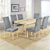 Winston Porter Killen 7 - Piece Dining Set Wood/Upholstered Chairs in Brown, Size 28.9 H x 35.4 W x 59.0 D in | Wayfair