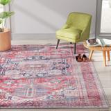 Mistana™ Adele Oriental Red/Navy Area Rug Polyester/Viscose/Cotton in Blue/Navy/Red, Size 63.0 W x 0.39 D in | Wayfair