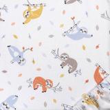 Indigo Safari Slothing Around Flannel Fitted Crib Sheet Cotton in White, Size 52.0 H x 28.0 W x 10.0 D in | Wayfair