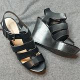 Nine West Shoes | Nine West Black Platform Wedge Sandal. | Color: Black | Size: 8