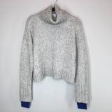 Anthropologie Sweaters | New Duffy Yak Wool Blend Grey Blue Cropped Turtleneck Sweater Size Small | Color: Blue/Cream | Size: S